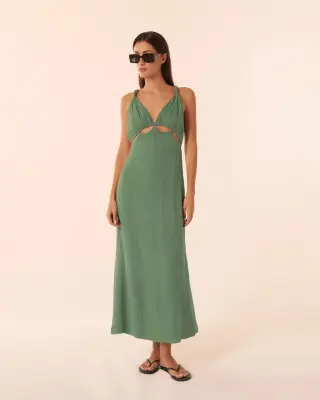 Robe longue Bubble Oil Green – Karma Koma — photo 1