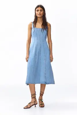 Robe midi en denim - Bleu denim clair — photo 2