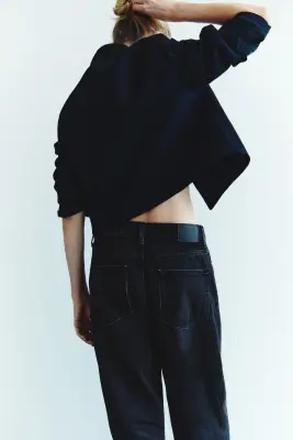 Baggy High Waist Jeans - Gris denim foncé — photo 3