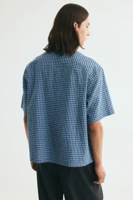 Chemise Relaxed Fit à manches courtes - Bleu clair/carreaux — photo 3