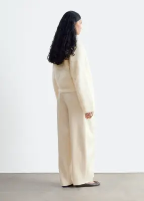 Pull à mailles torsadées de mohair mélangé - Blanc — photo 4