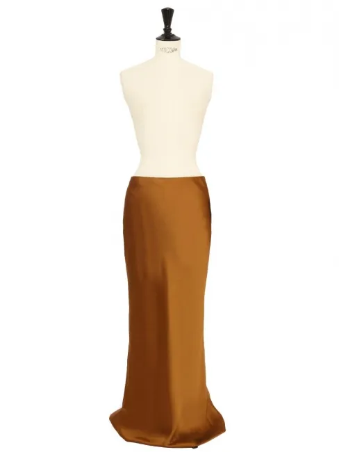 Jupe longue en satin marron doré Prix boutique 320€ Taille XS/S