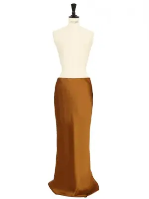 Jupe longue en satin marron doré Prix boutique 320€ Taille XS/S — photo 1