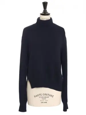 Pull col roulé en cachemire bleu marine prix boutique 1300€ taille M — photo 1