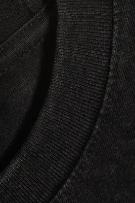 T-shirt en coton à manches courtes raccourci - Noir usé — photo 4