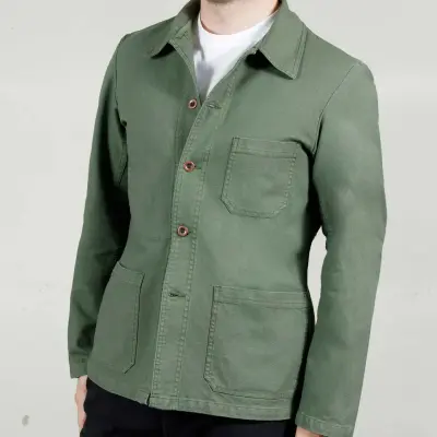 Veste de travail authentique coton bio 1G/5C - Vert Jade — photo 2
