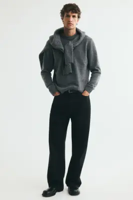 Pull Regular Fit à la finition brossée - Gris foncé chiné — photo 1