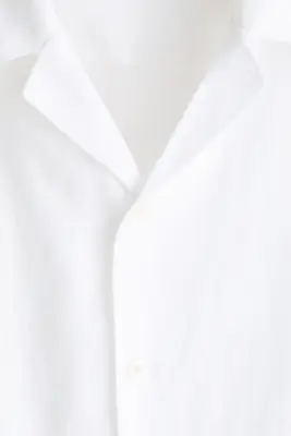 Chemise Relaxed Fit en lin avec col cubain - Blanc — photo 4