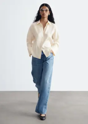 Chemise décontractée en soie - Couleur crème — photo 3