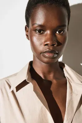 ROBE-CHEMISE MIDI EN COTON À MANCHES ÉVASÉES - SABLE — photo 2