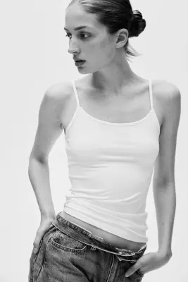 Top en microfibre avec bretelles fines - Blanc — photo 1