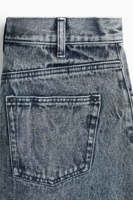 Jupe en denim avec détails usés - Bleu denim — photo 2