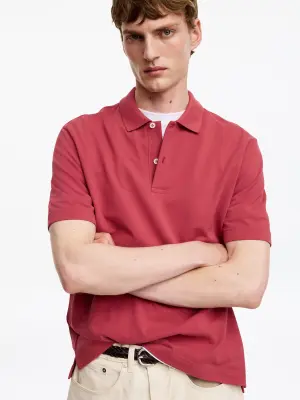 Polo en jersey piqué - Rouge framboise — photo 3