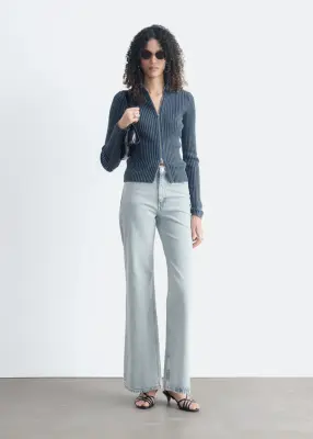 Cardigan zippé à col roulé - Bleu foncé — photo 3