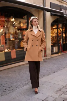 Francine Short Trench Coat - Peach beige — photo 2