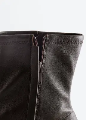 Bottines-chaussettes en cuir - Marron foncé — photo 4