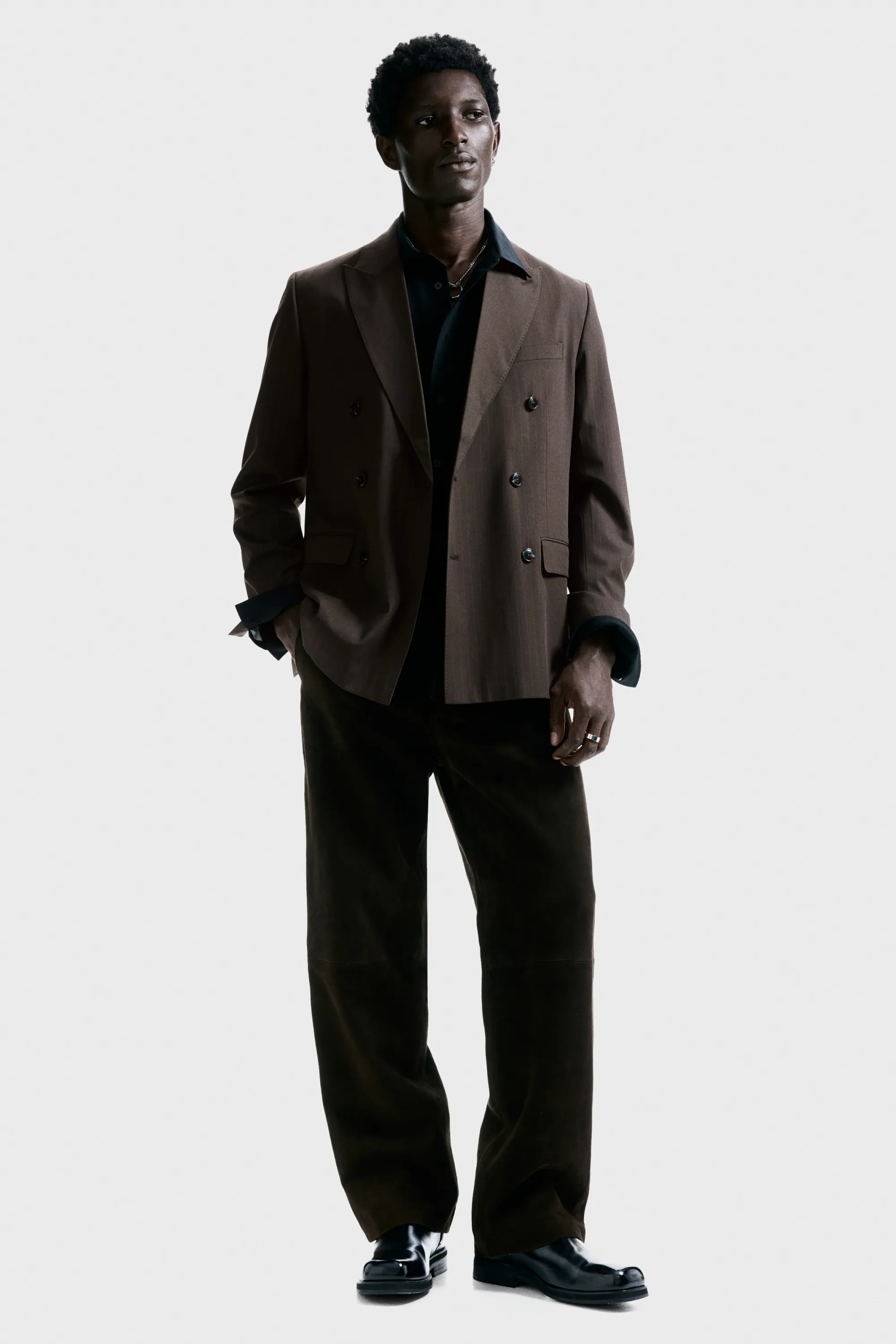 Veste Regular Fit à fermeture croisée - Marron/rayures tennis