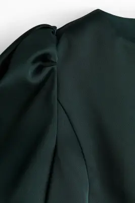 Blouse à manches bouffantes - Vert foncé — photo 3