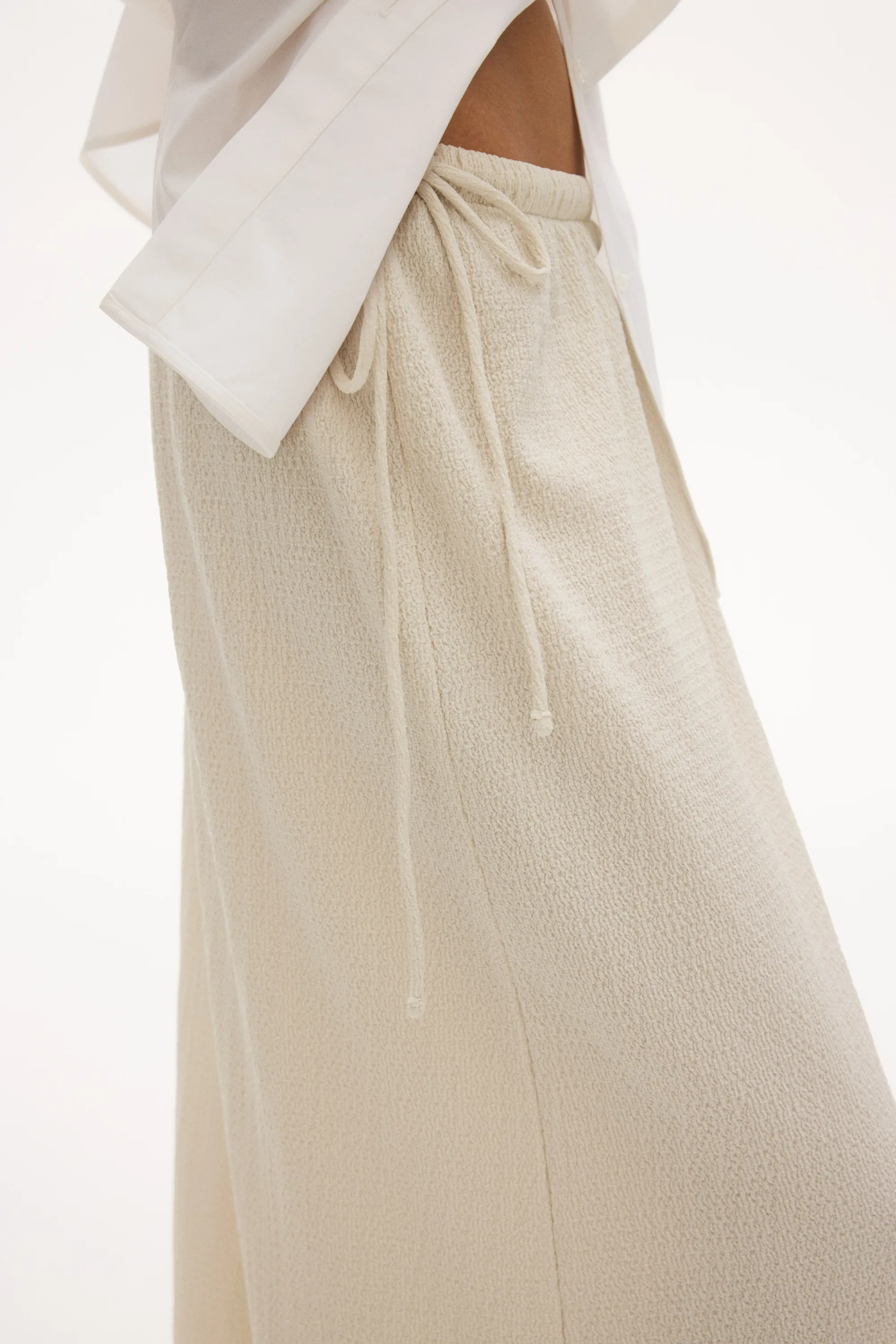 Jupe froissée avec cordon de serrage - Beige clair
