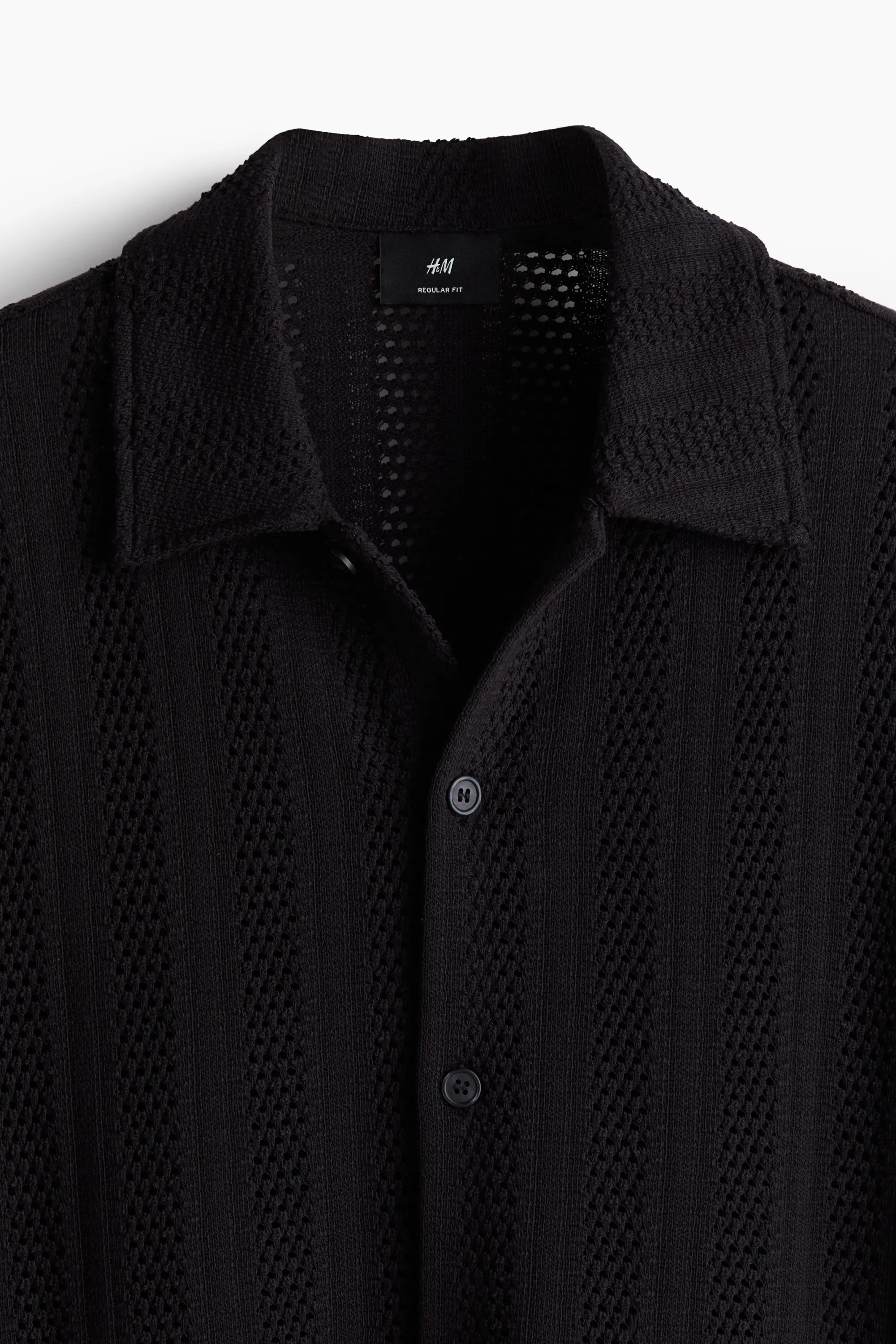 Chemise Regular Fit en maille jacquard - Bleu marine