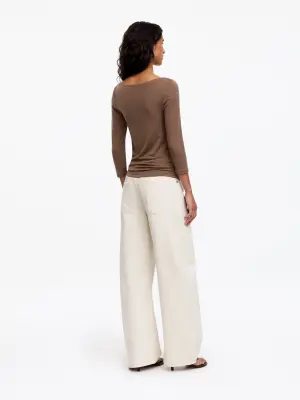 Boat-Neck Top - Taupe foncé — photo 2