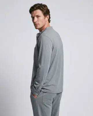 Chemise Grise Manches Longues en Coton / Lin — photo 4