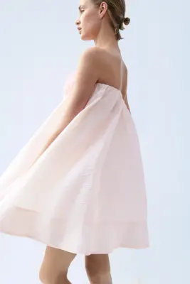Robe en lin mélangé avec applications - Rose clair — photo 2