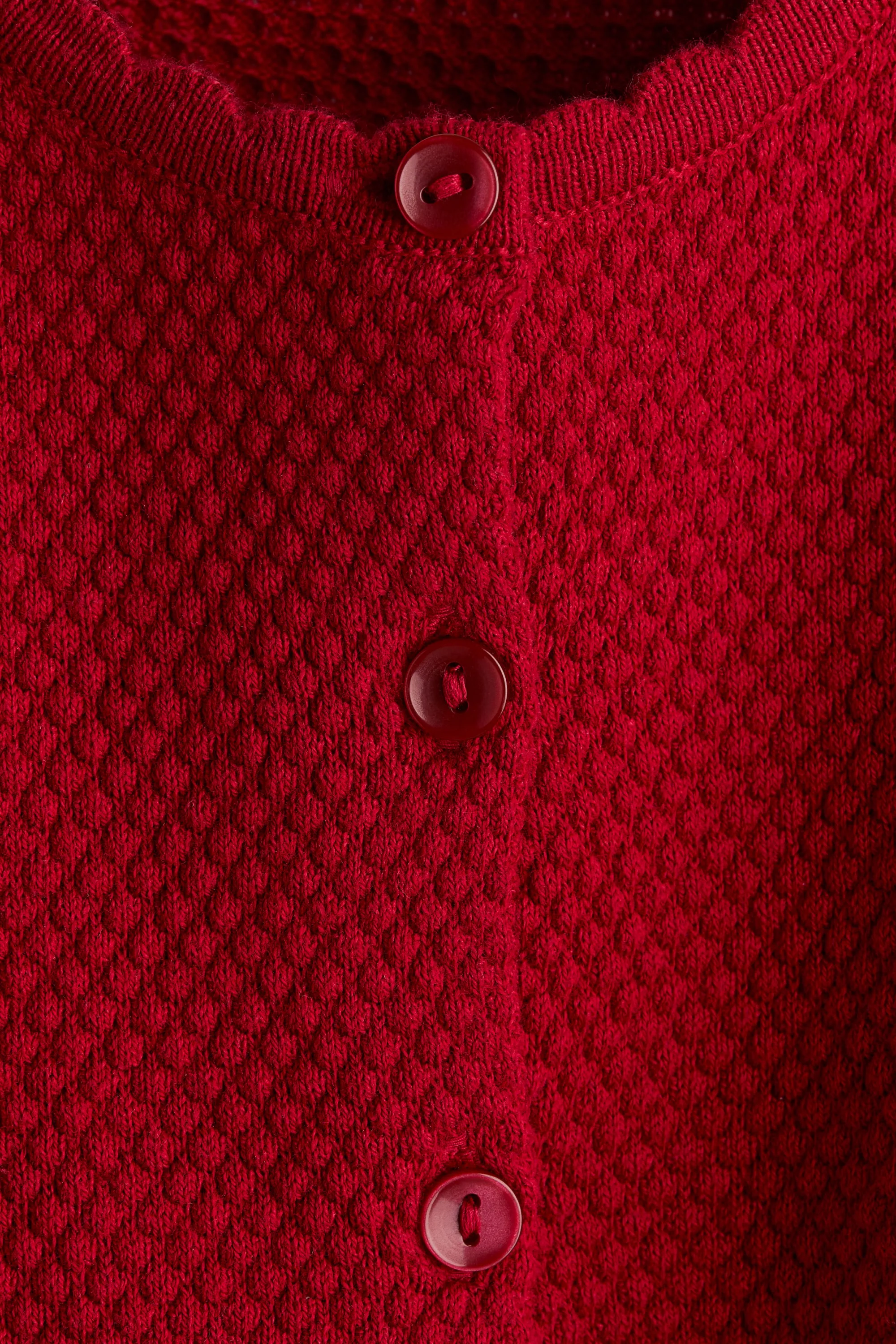 Gilet en maille de coton texturée - Rouge