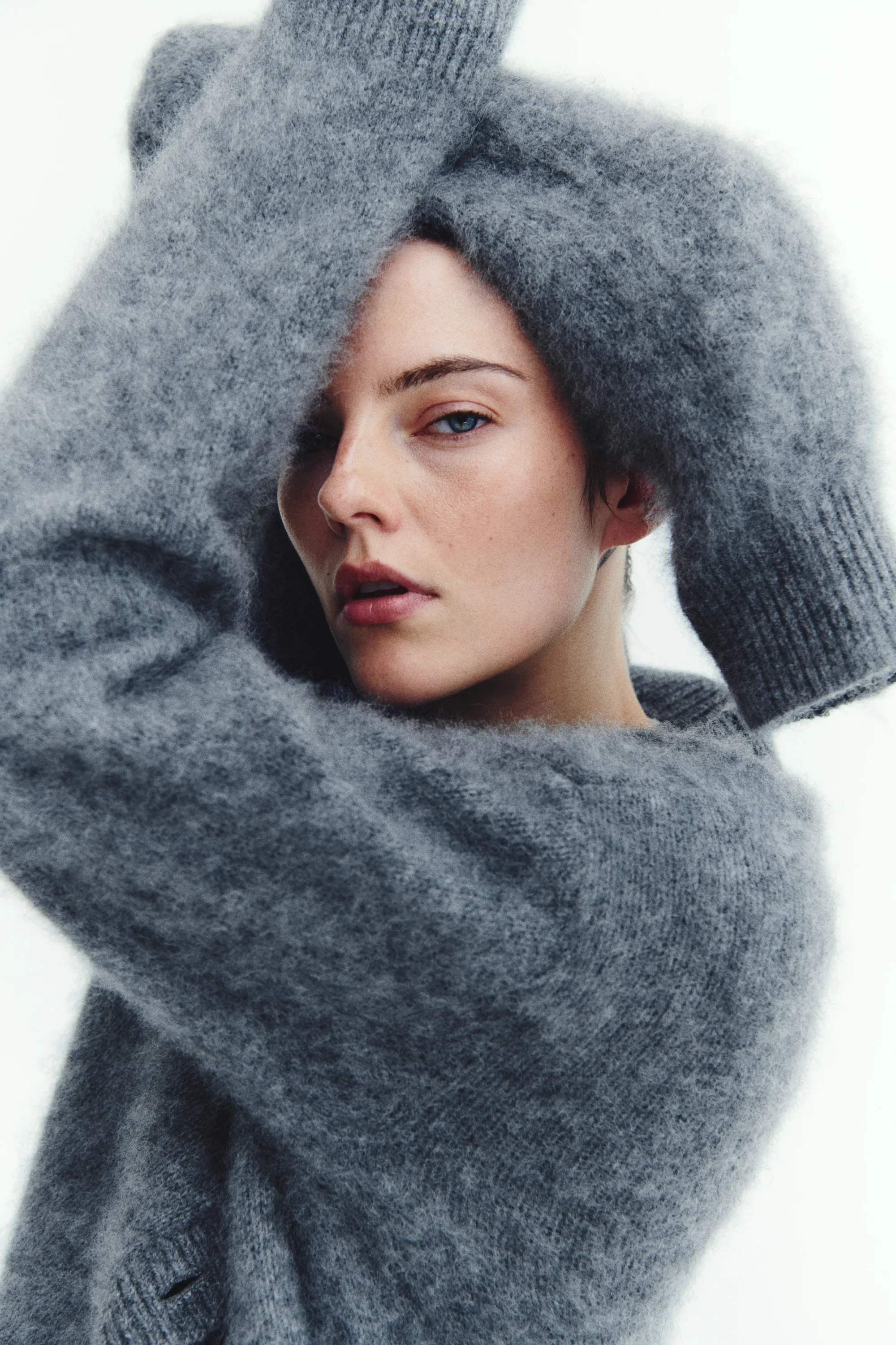 Gilet oversize en laine - Gris chiné