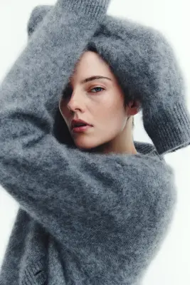 Gilet oversize en laine - Gris chiné — photo 1