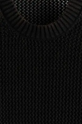 Pull Loose Fit en maille de coton ajourée - Noir — photo 5