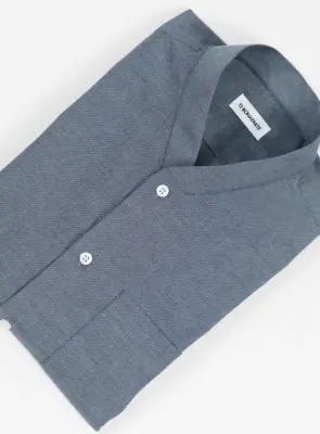 False Collar Shirt in Blue Jean Oxford — photo 4