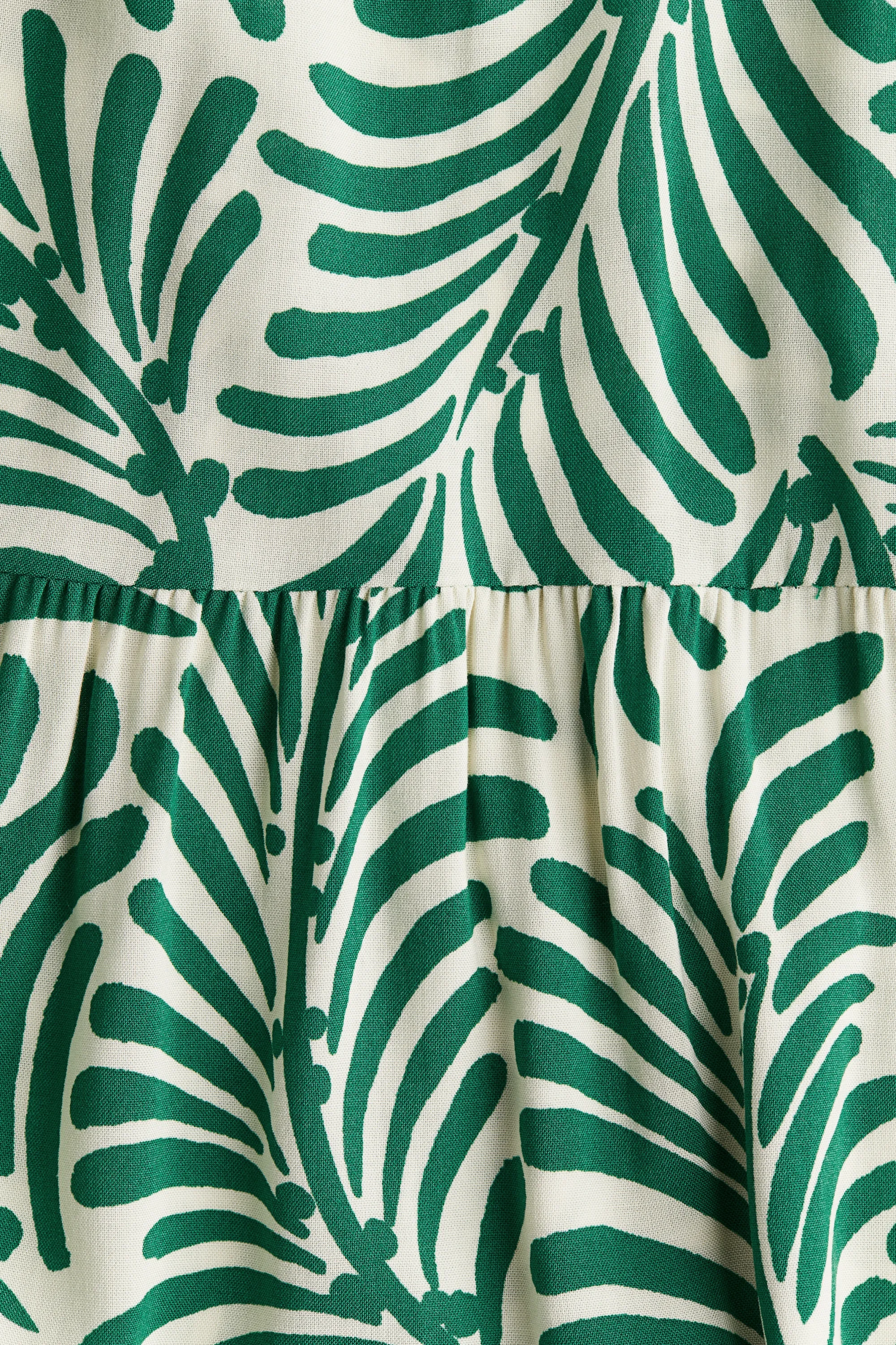 Robe chemise en viscose - Crème/motif vert
