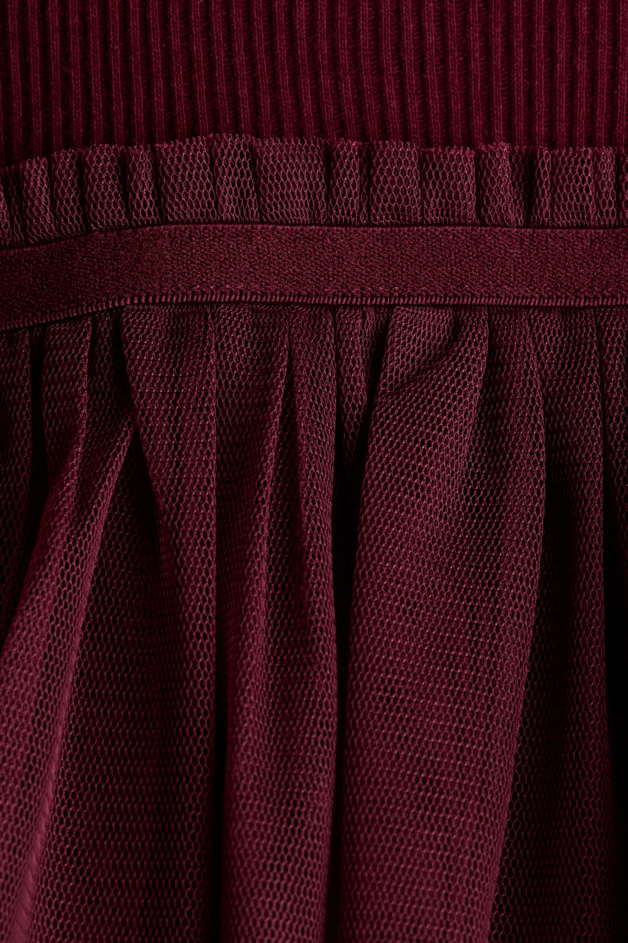 Robe body avec jupe en tulle - Rouge foncé