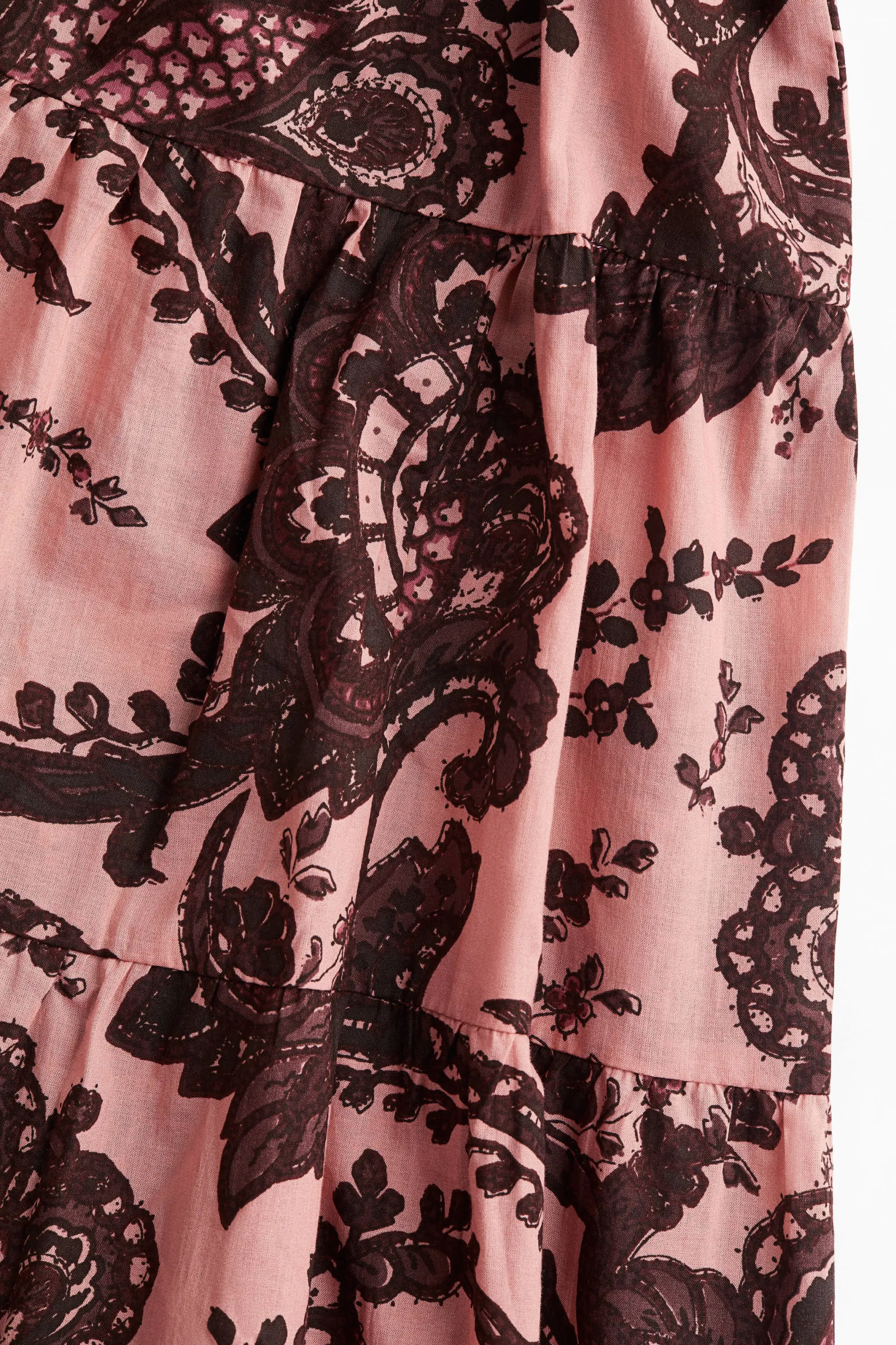 Robe longue en coton - Rose/motif cachemire