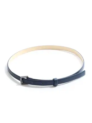 Ceinture fine en cuir bleu marine et boucle argent Prix boutique 140€ Taille 36 à 38 — photo 4