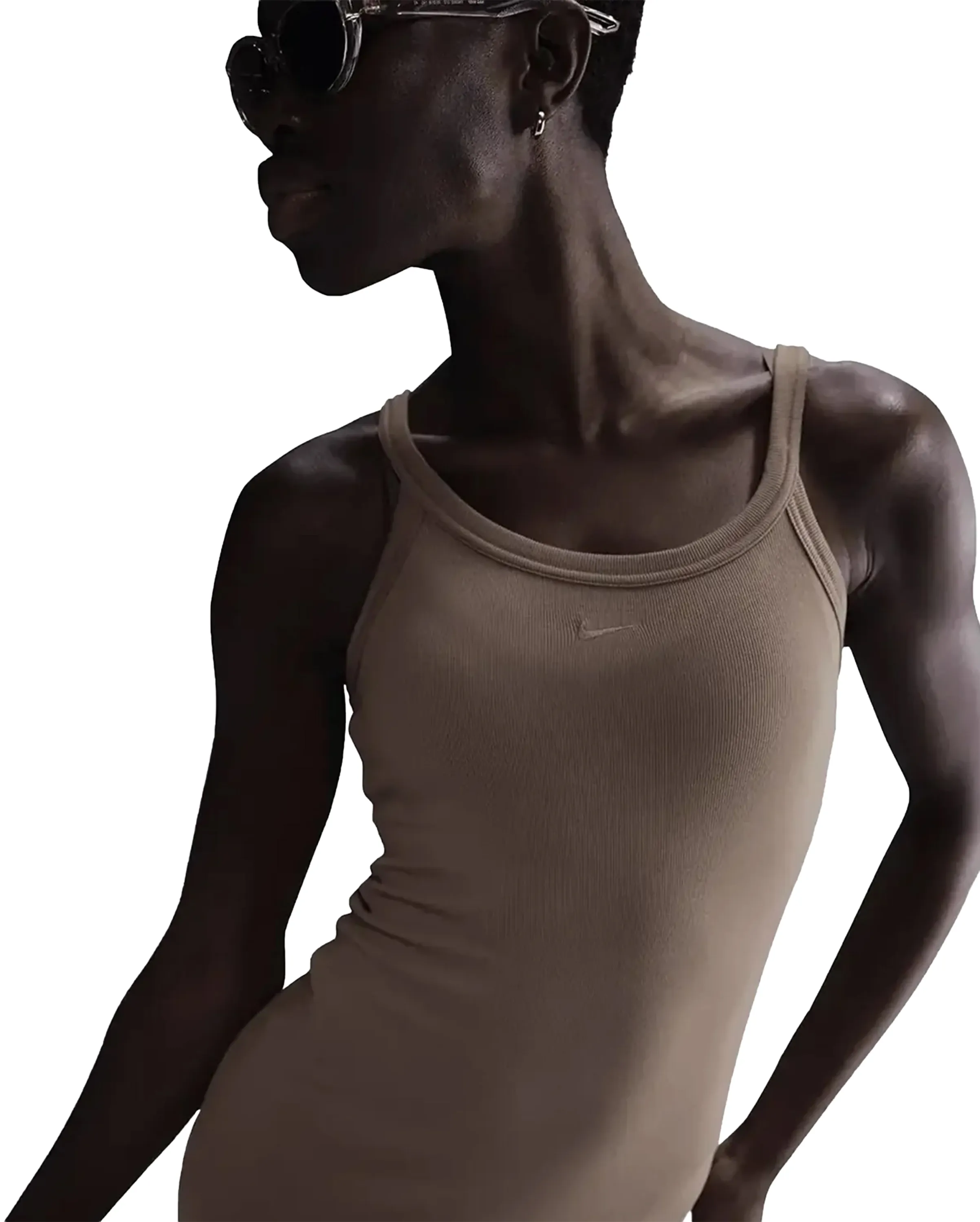 W Chill Knit Ribbed Tank Dress Mink Brown