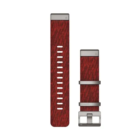 Bracelet de montre Garmin MARQ QuickFit 22mm tri-tons en nylon tissé façon Jacquard rouge avec boucle argent 010-12738-22