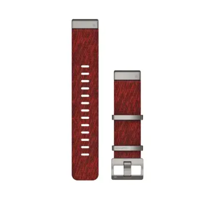 Bracelet de montre Garmin MARQ QuickFit 22mm tri-tons en nylon tissé façon Jacquard rouge avec boucle argent 010-12738-22