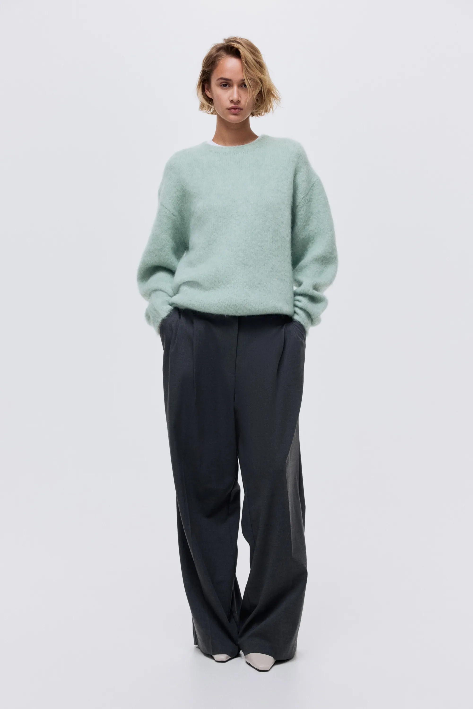 Pull en mohair mélangé - Vert menthe