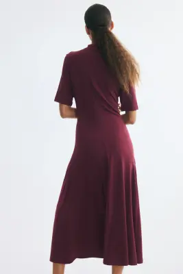 Robe en jersey à effet drapé - Violet prune — photo 2