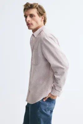 Chemise Oxford Regular Fit - Rouge/rayé — photo 4