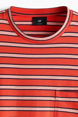 T-shirt à manches longues Regular Fit en interlock - Orange/rayé — photo 4