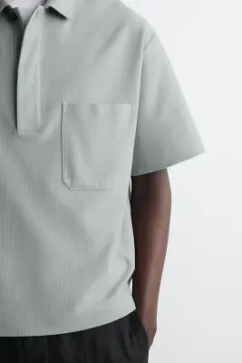 CHEMISE POPOVER EN COTON PIQUÉ - GRIS — photo 2