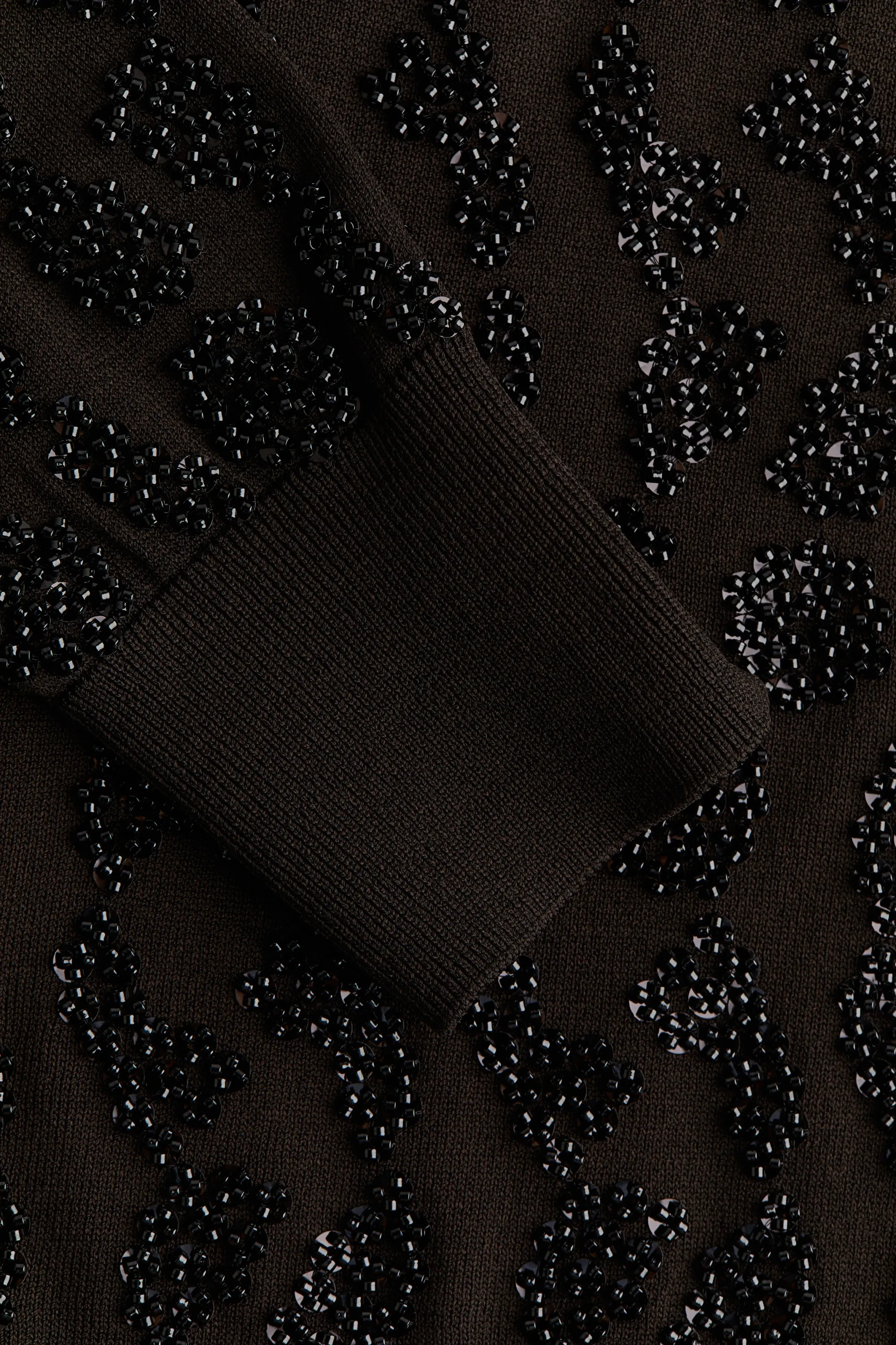 Pull orné de perles fantaisie - Marron foncé