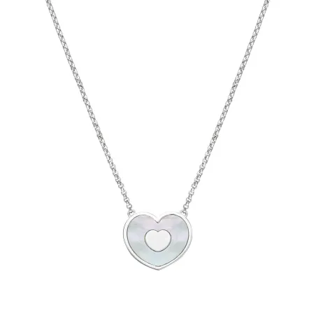 Collier argent coeur nacre blanche 600033