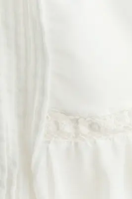 Frill-trimmed balloon-sleeved blouse - Blanc — photo 5