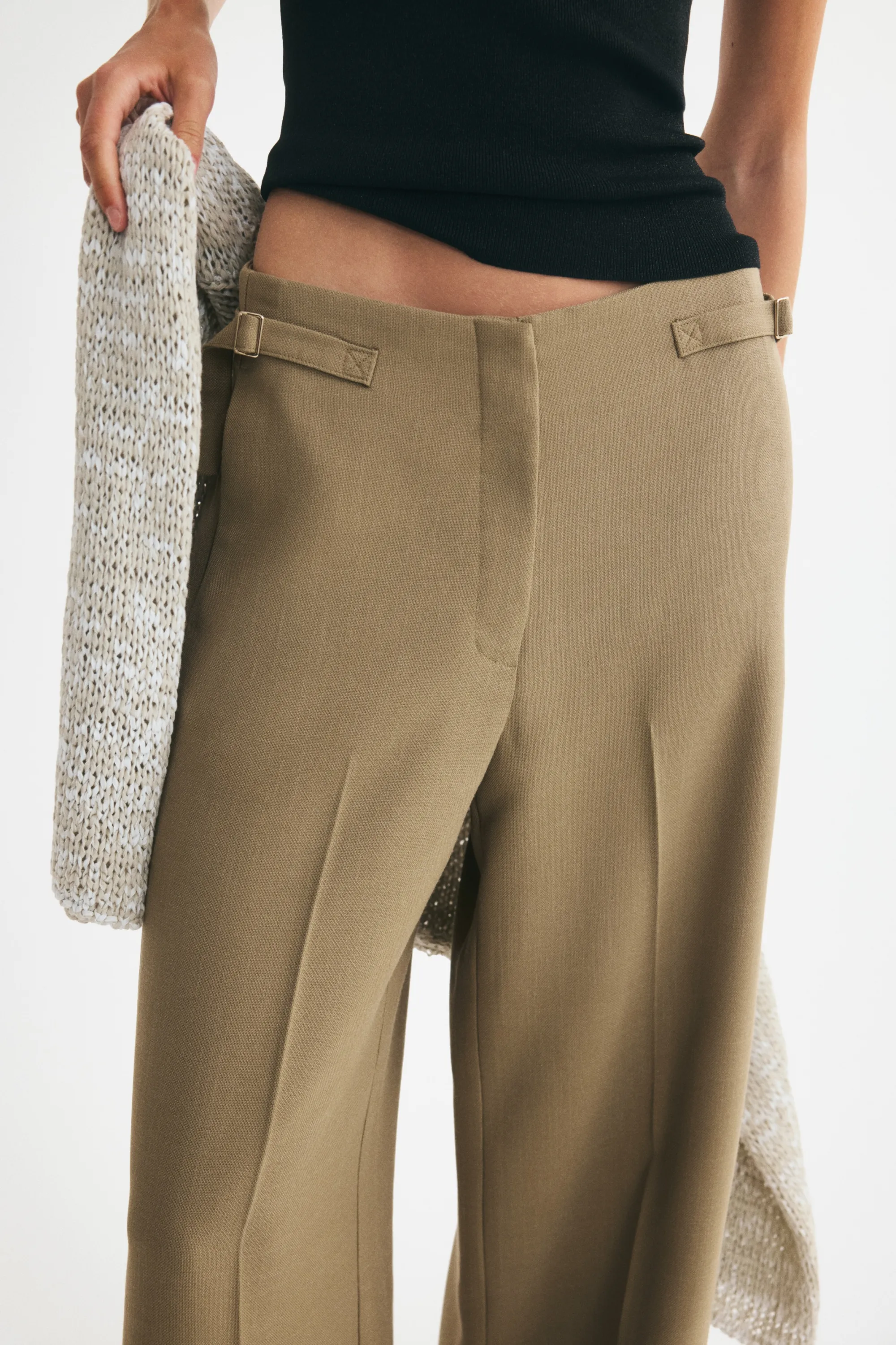 Wide tailored trousers - Vert kaki clair