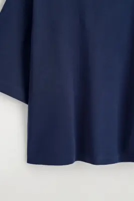 T-SHIRT OVERSIZE SILHOUETTE CARRÉE EN COTON - BLEU MARINE — photo 3