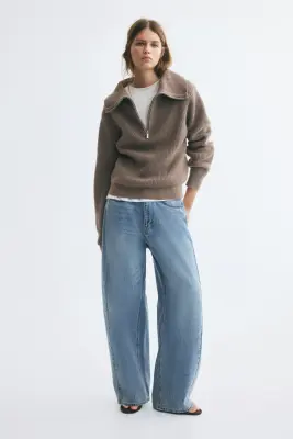 Pull à col zippé - Taupe — photo 1